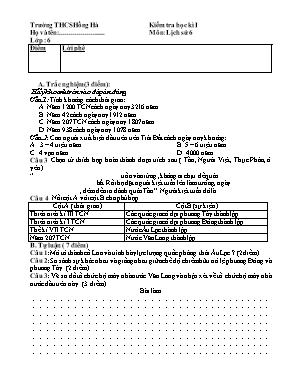 Đề và đáp án kiểm tra học kì I Lịch sử lớp 6 - Năm học 2016-2017